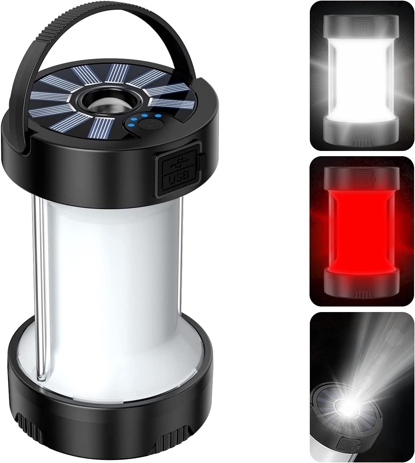 Solar Camping Lights, NINE CUBE Super Bright Hurricane LED Emergency Lamp,Rechargeable Megnetic Base Survival Light , Multiple Lighting Modes Outdoor Hanging Lantern,Portable Waterproof Tent Light