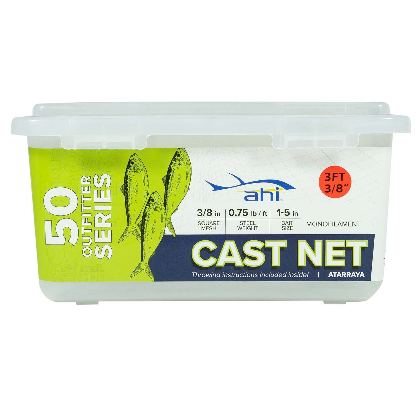 PROMAR 6 FT CLEAR MONO CAST NET 3/8" MESH x 75 LB ACTUAL LEAD