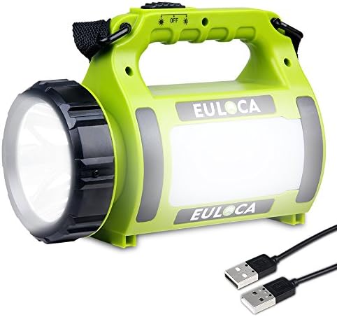 Rechargeable CREE LED Spotlight, Multi Function Camping Lantern Big Flashlight, Power Bank，Waterproof Searchlight for Hurricane Emergency, Hiking, Home and More USB Cable Included