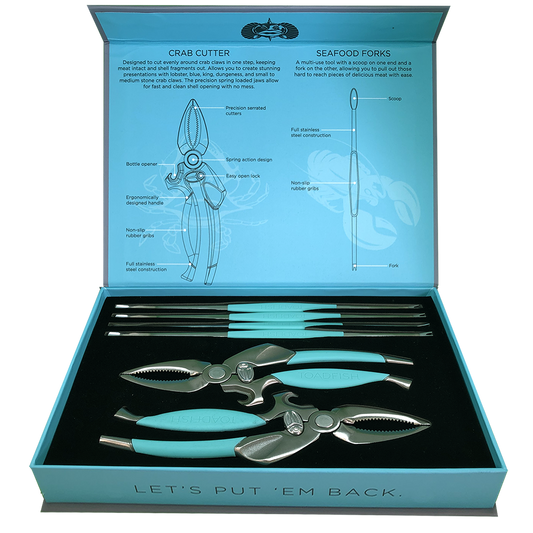 TOADFISH CRAB & LOBSTER TOOL SET 2 CRAB CUTTERS & 4 SEAFOOD FORKS