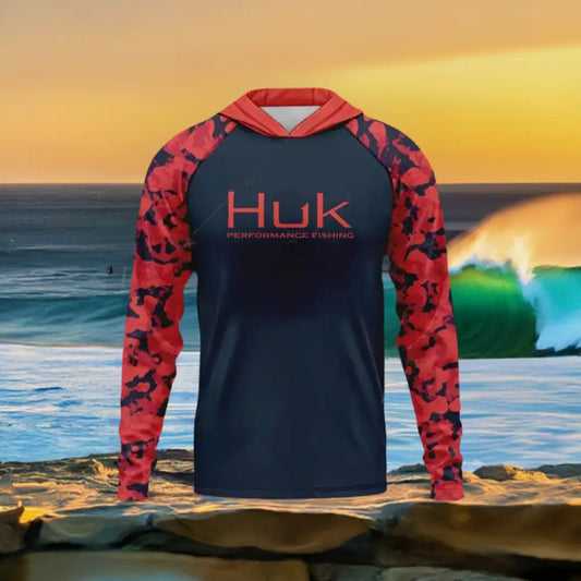 Men's Hooded Summer Long Sleeve Fishing Shirts  UV Protection