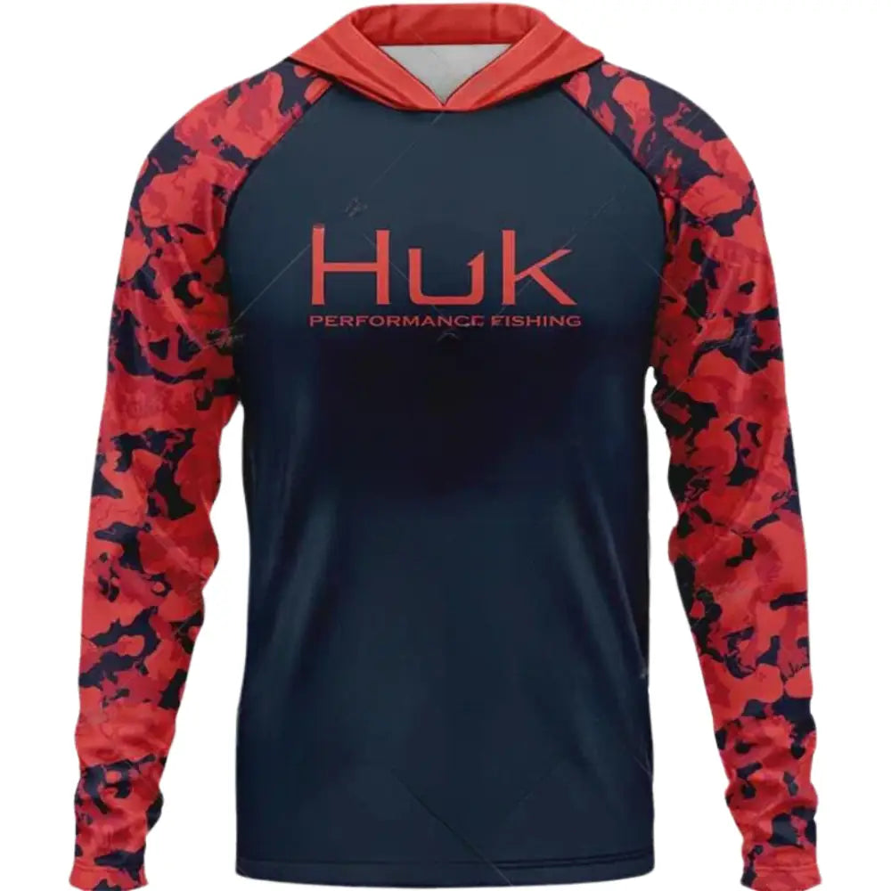 Men's Hooded Summer Long Sleeve Fishing Shirts  UV Protection