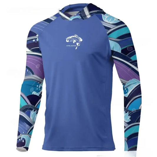 New Season Men’s Long Sleeve Hooded Tee - Mid Blue